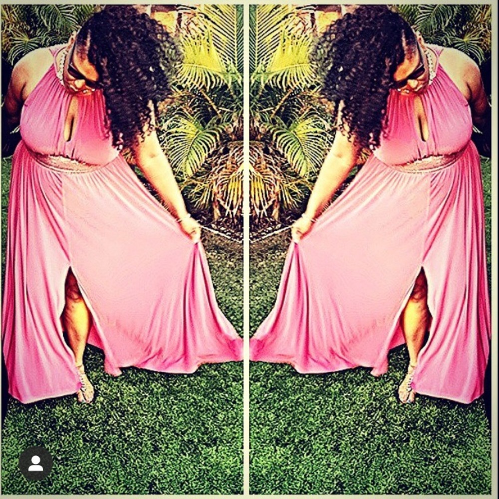 Pink/Coral Maxi Dress with Sequins waist